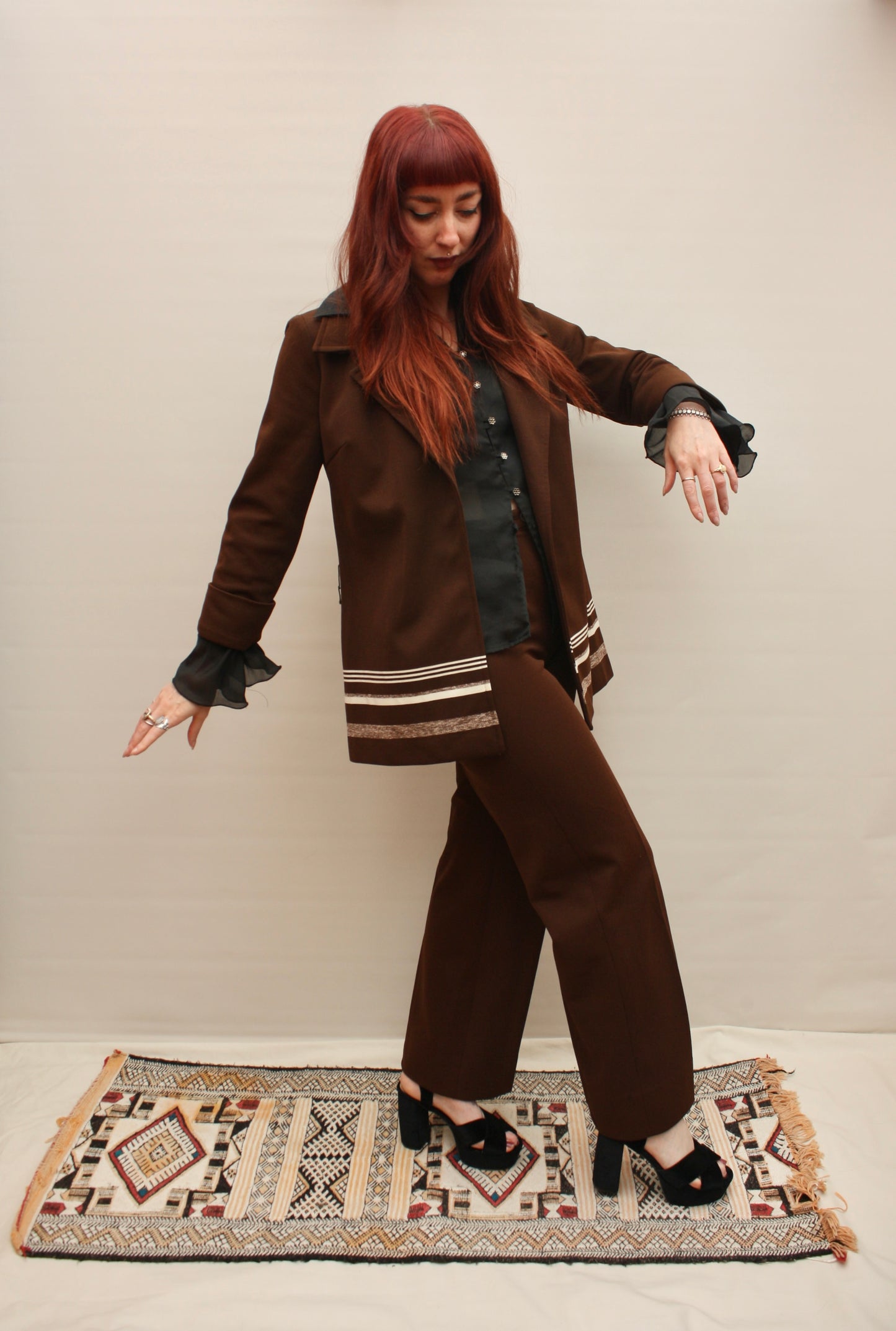 1970s Flared Chocolate Suit
