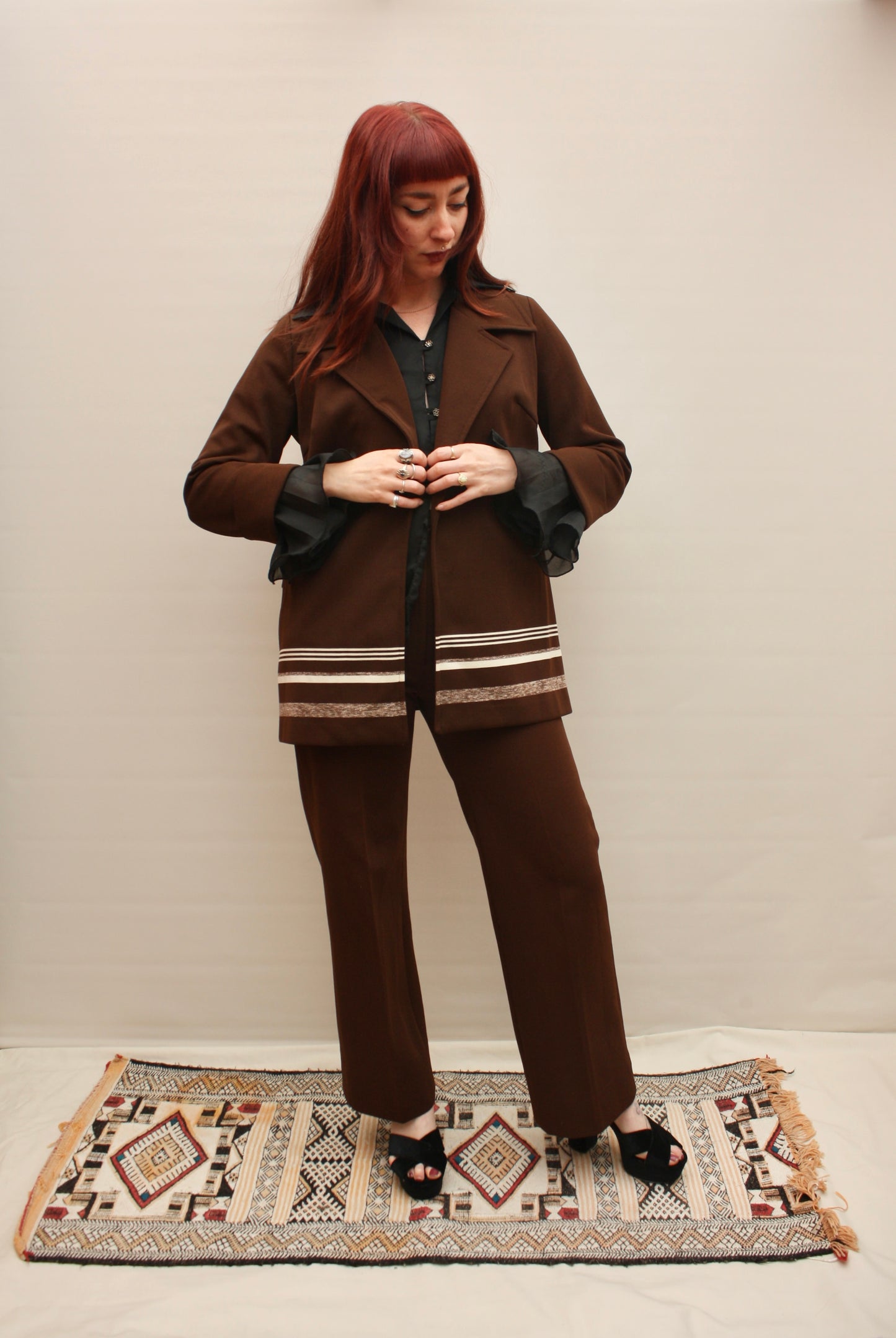 1970s Flared Chocolate Suit