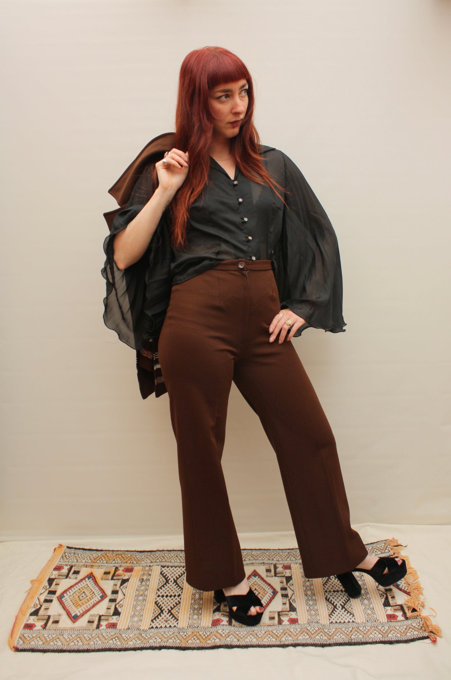 1970s Flared Chocolate Suit