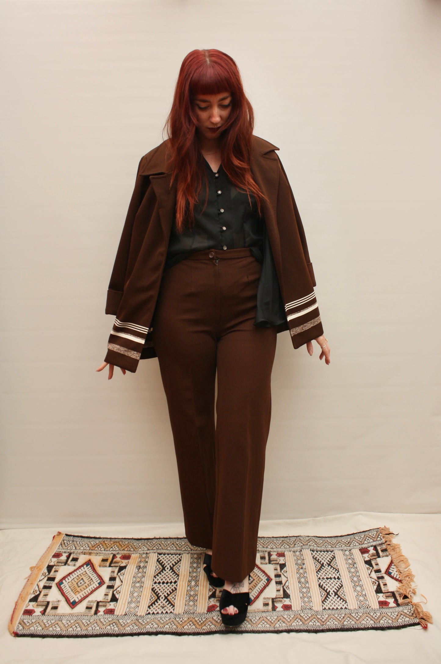 1970s Flared Chocolate Suit