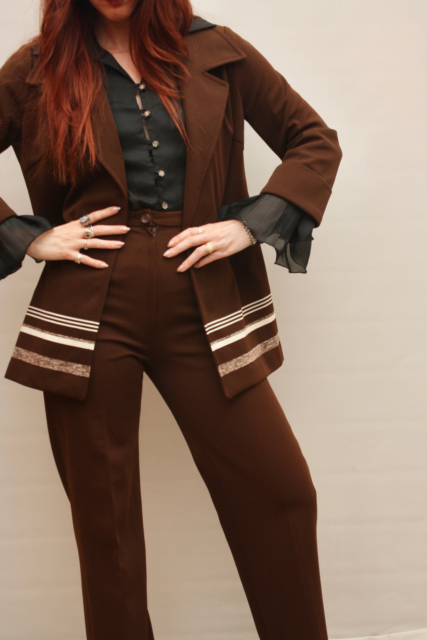 1970s Flared Chocolate Suit