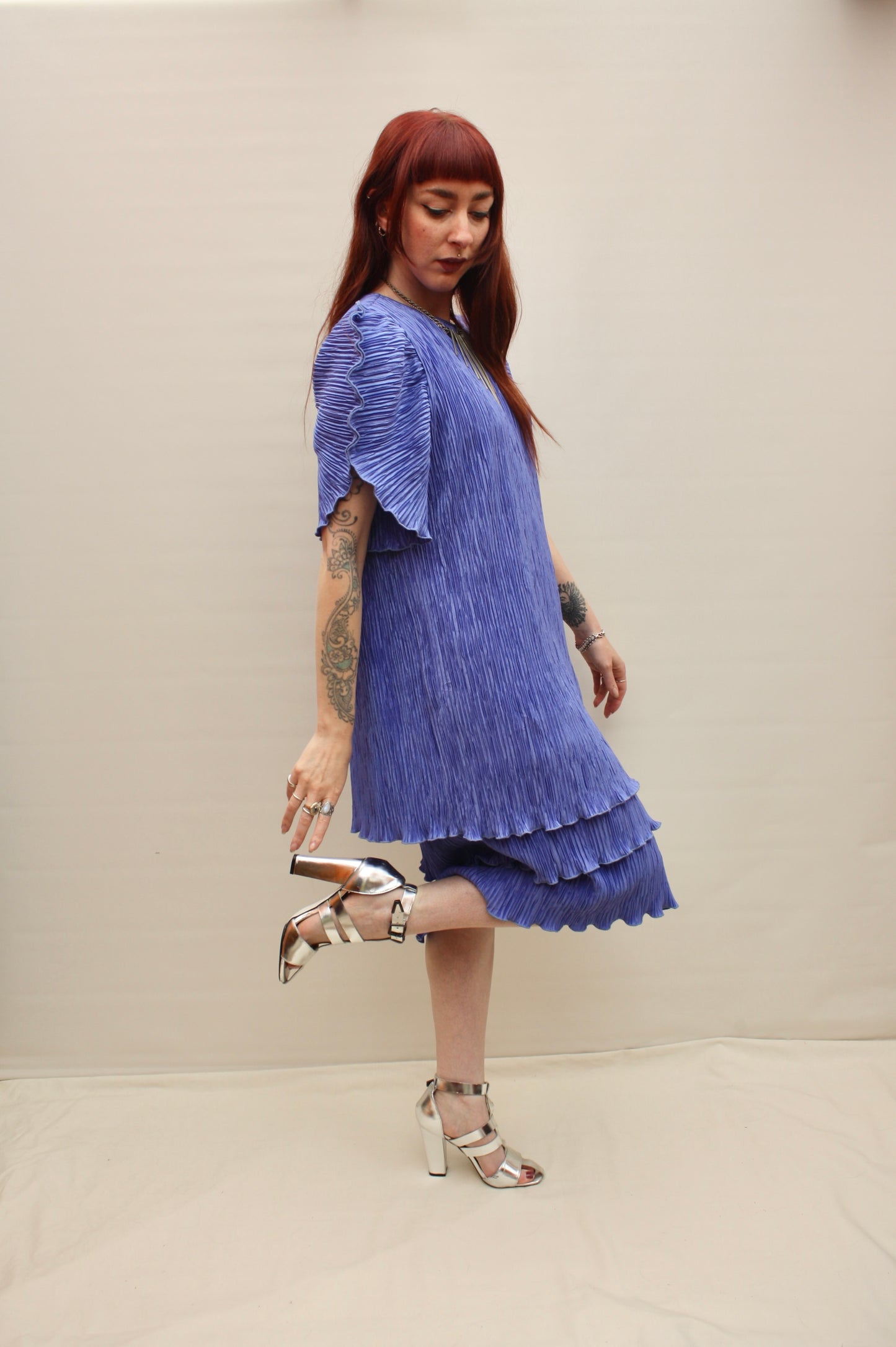 Vintage 80s Crinkle Cocktail Dress