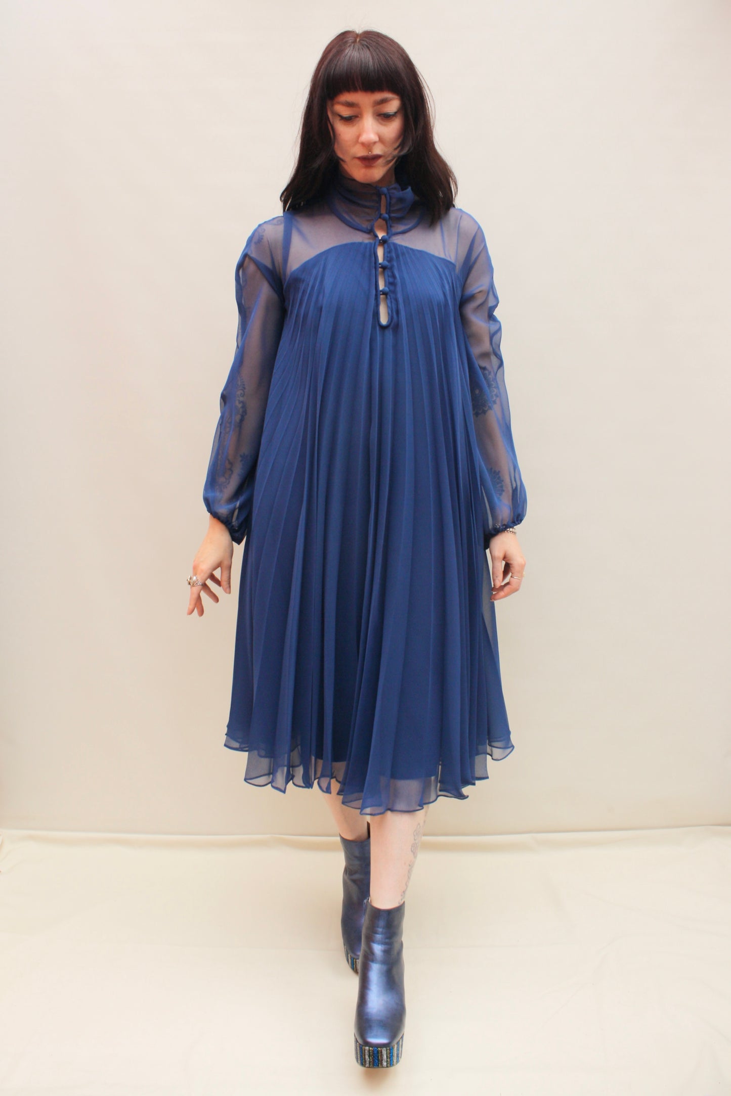 Vintage 70s Pleated Dress