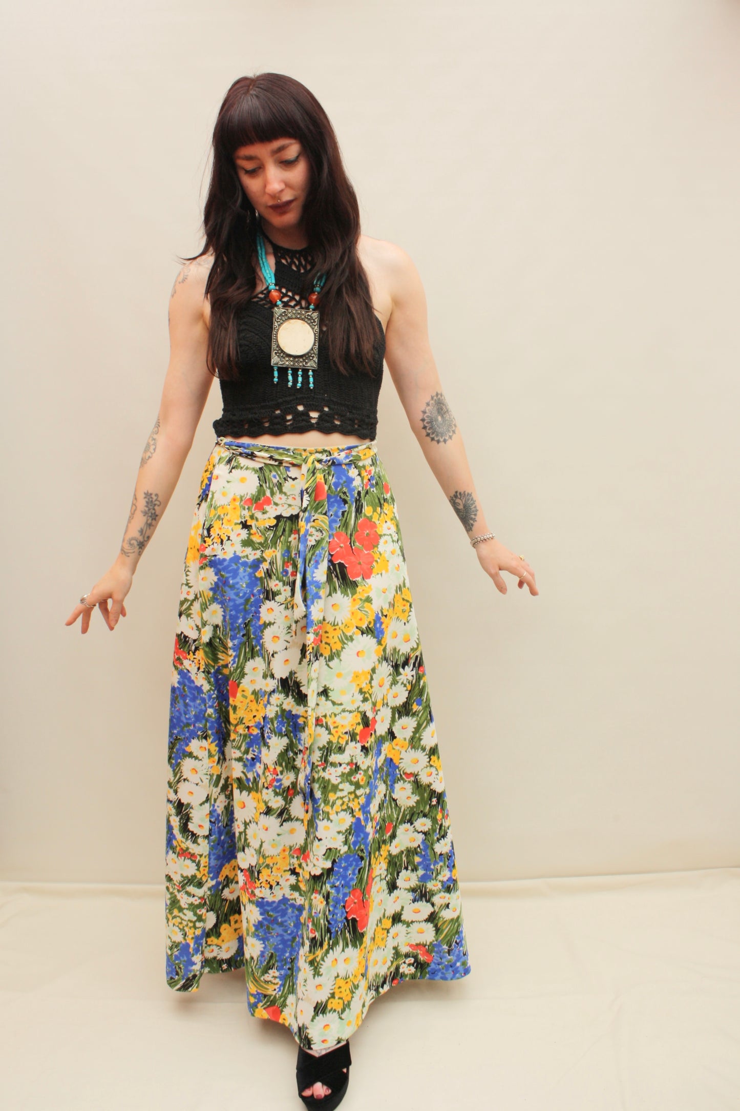 Vintage Multicoloured Floral Maxi Skirt