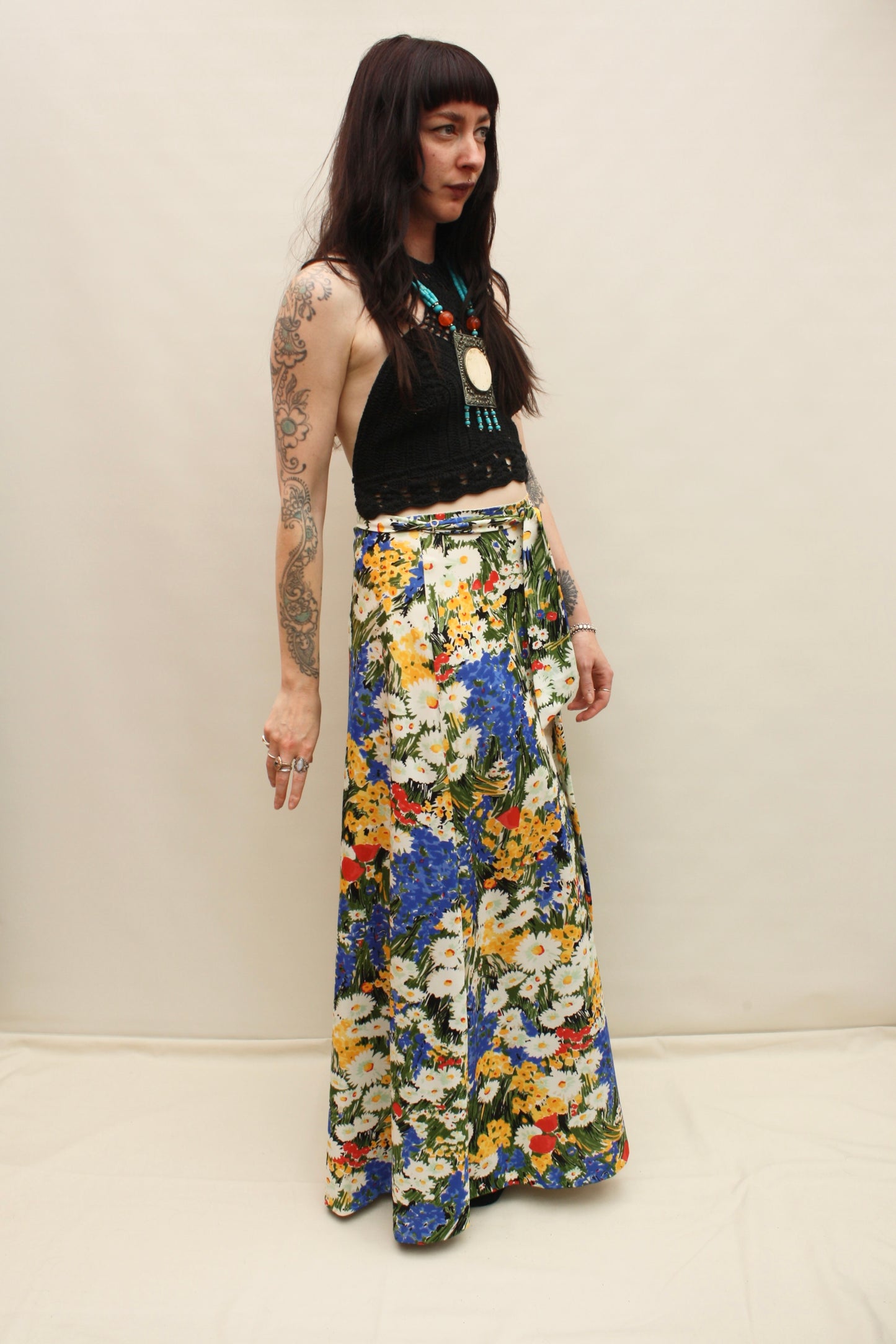 Vintage Multicoloured Floral Maxi Skirt