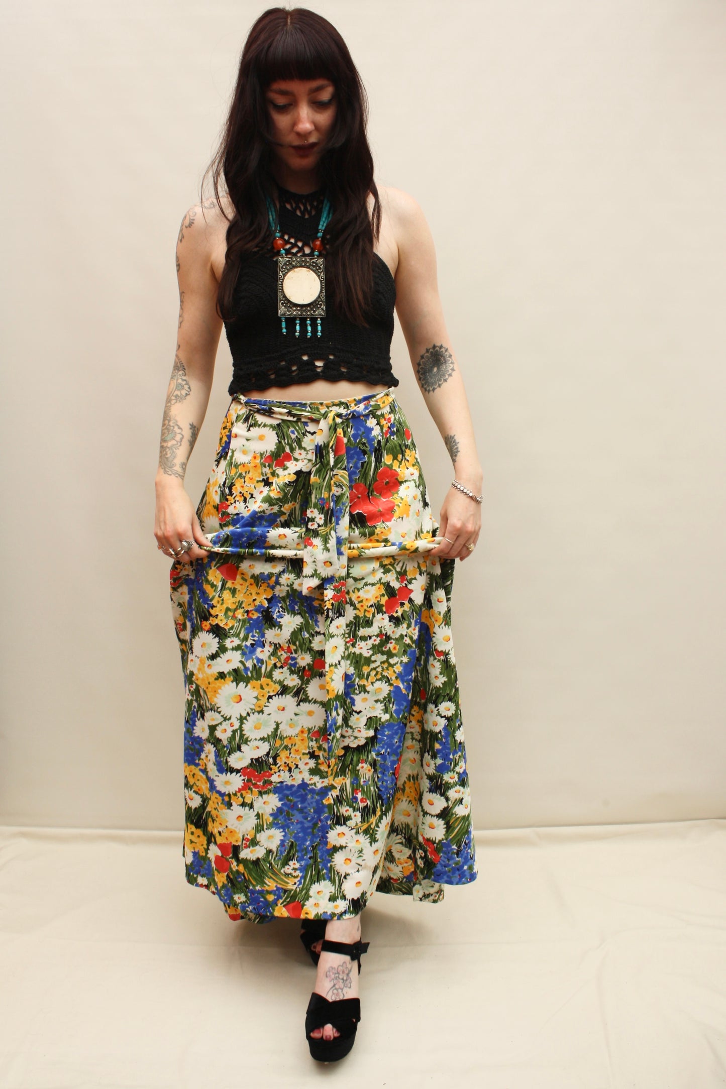 Vintage Multicoloured Floral Maxi Skirt