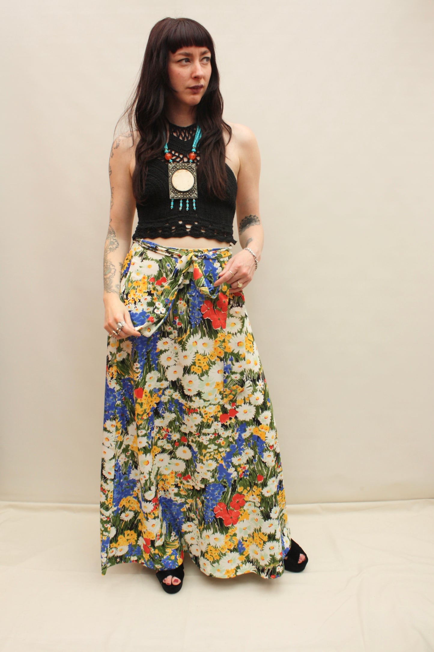 Vintage Multicoloured Floral Maxi Skirt
