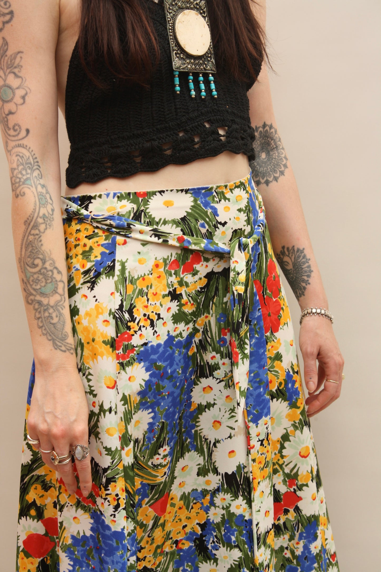 Vintage Multicoloured Floral Maxi Skirt