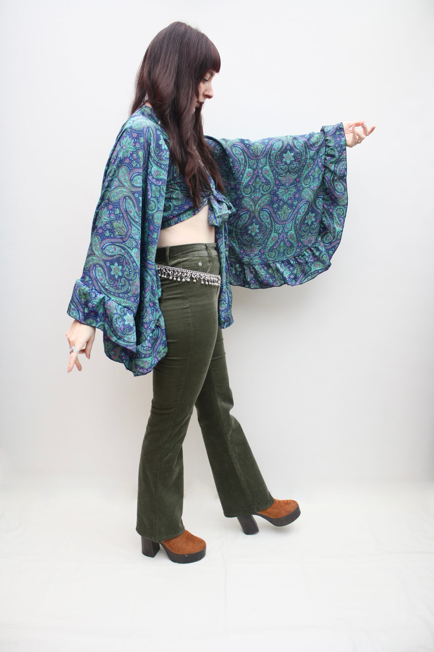 Silk Flared Sleeve Butterfly Blouse
