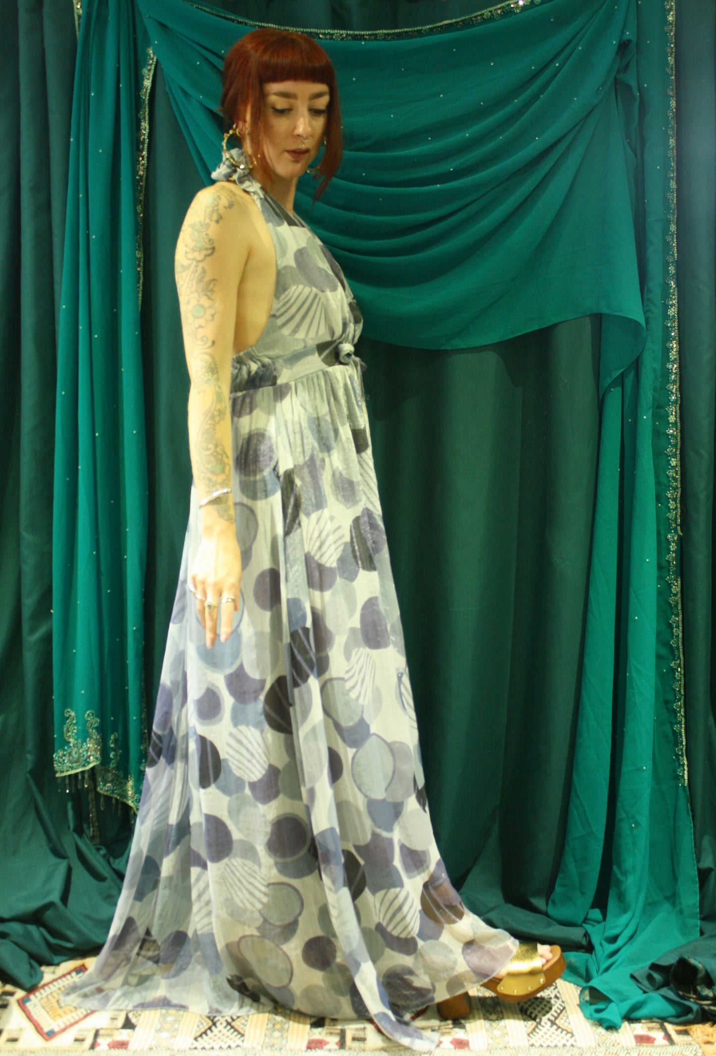 Vintage 70s Halterneck Maxi Dress