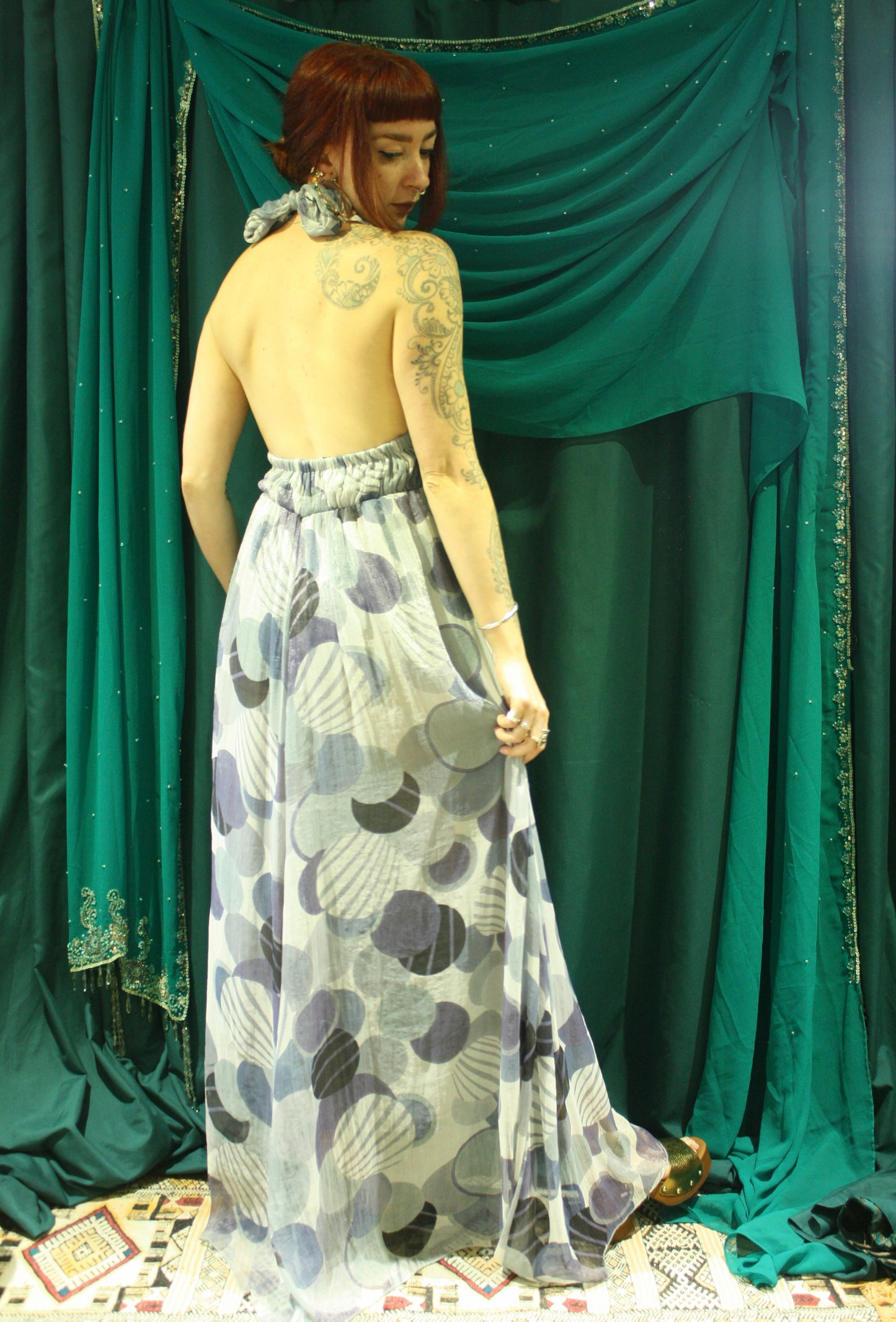 Vintage 70s Halterneck Maxi Dress