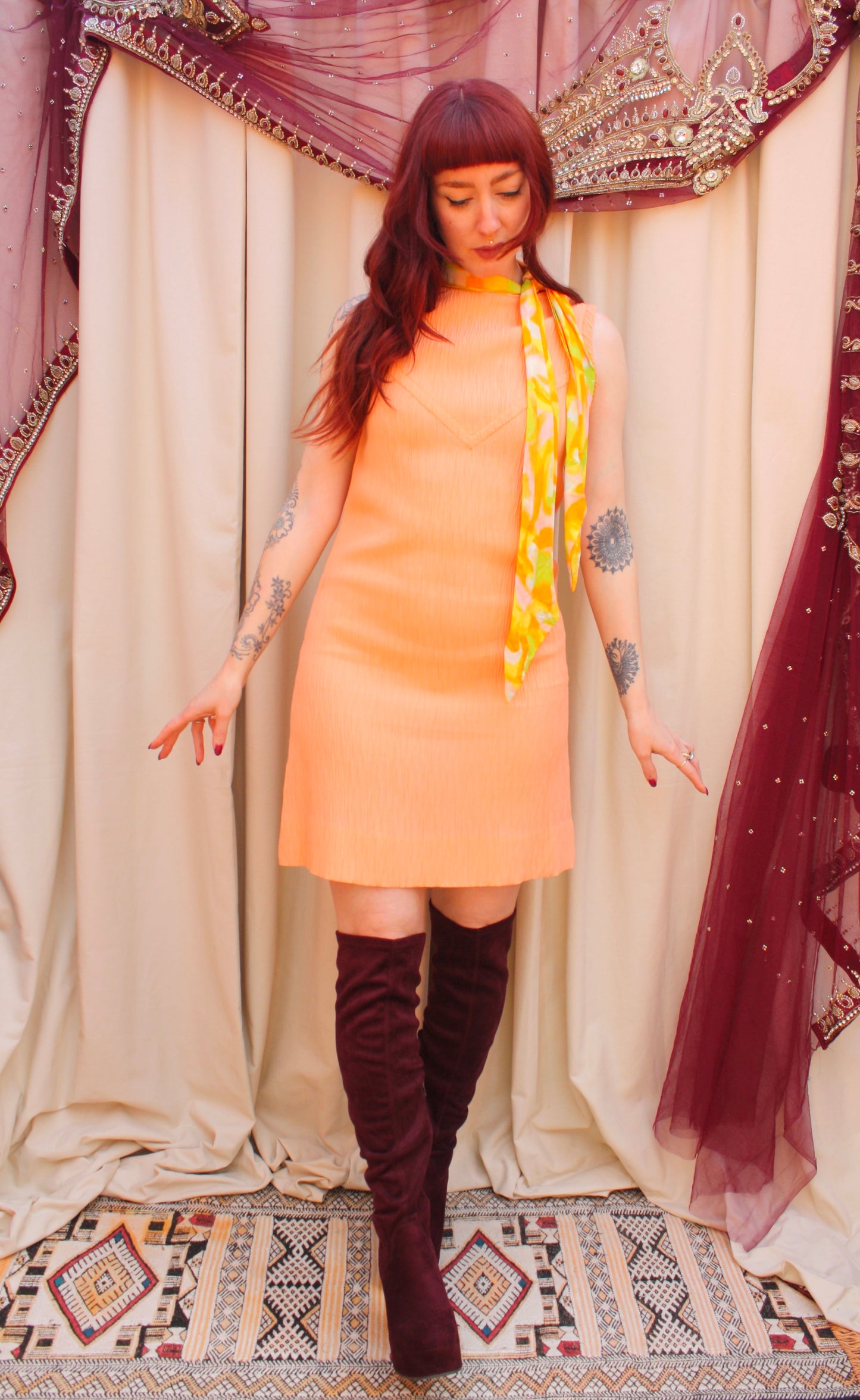Vintage 60s Scarf Mini Dress