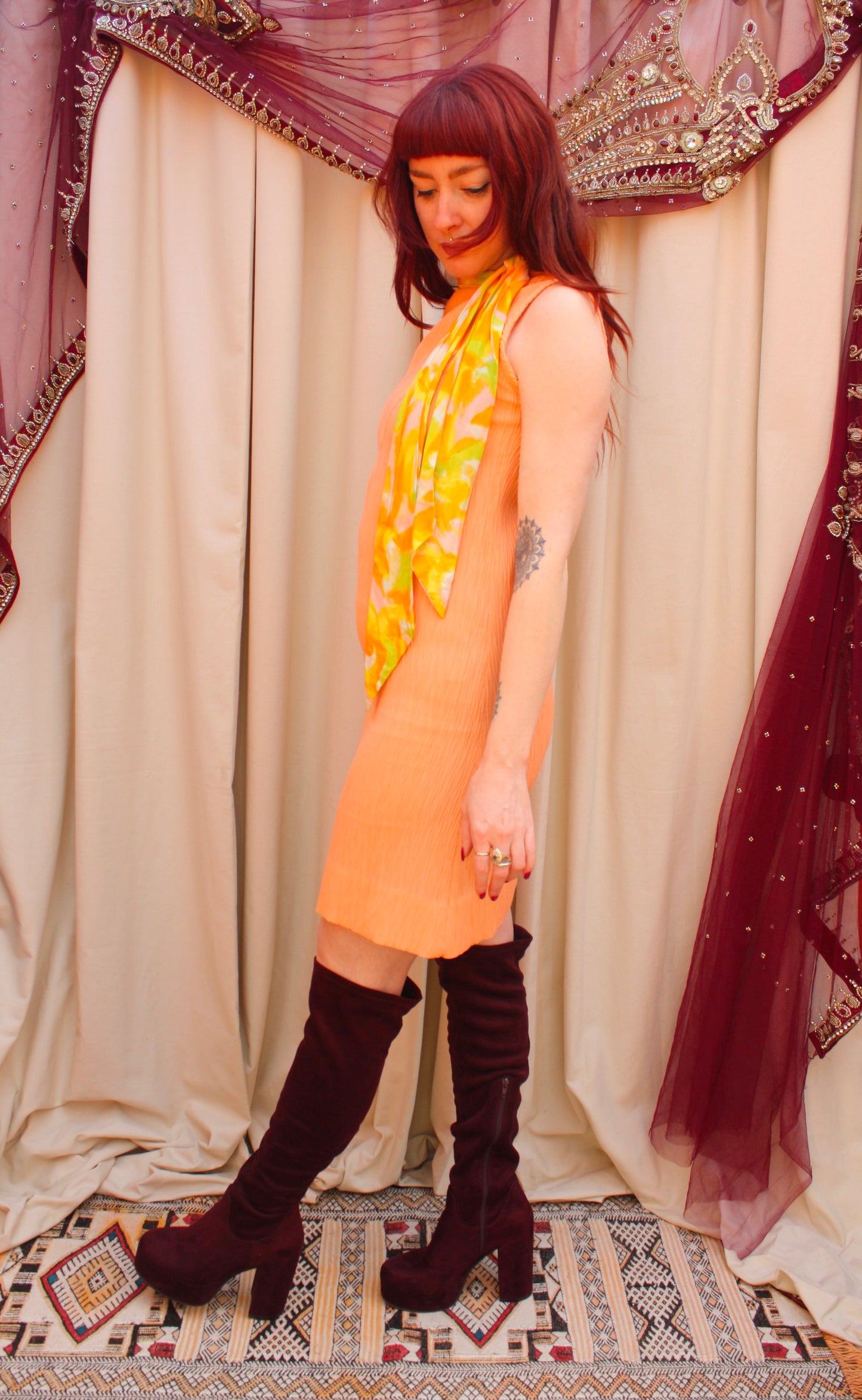 Vintage 60s Scarf Mini Dress