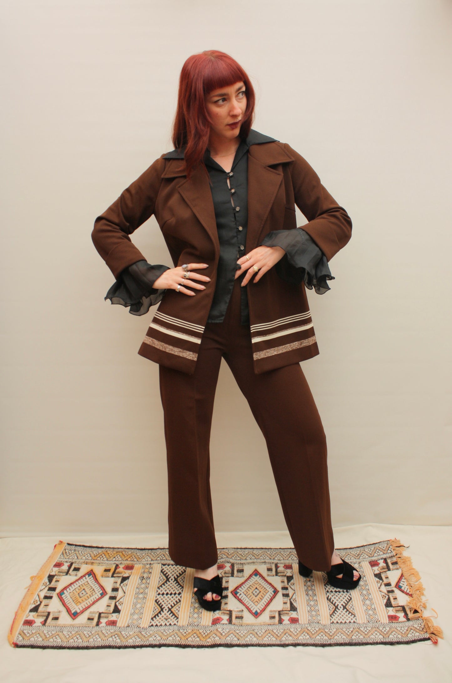 1970s Flared Chocolate Suit