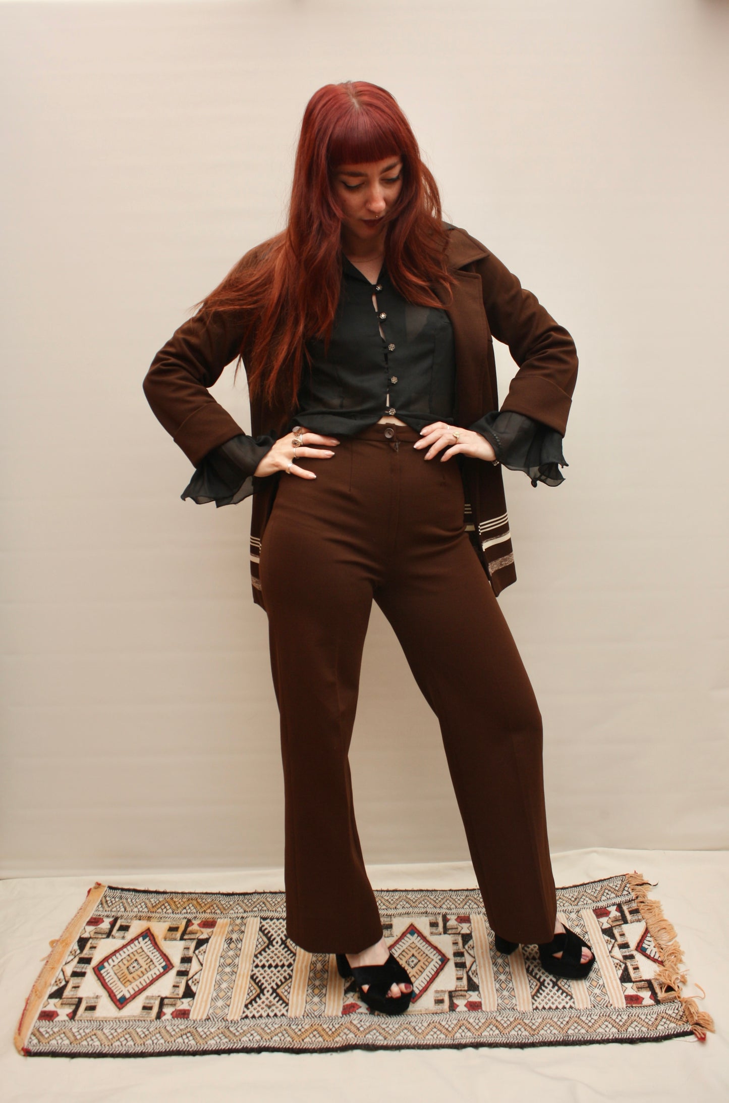 1970s Flared Chocolate Suit