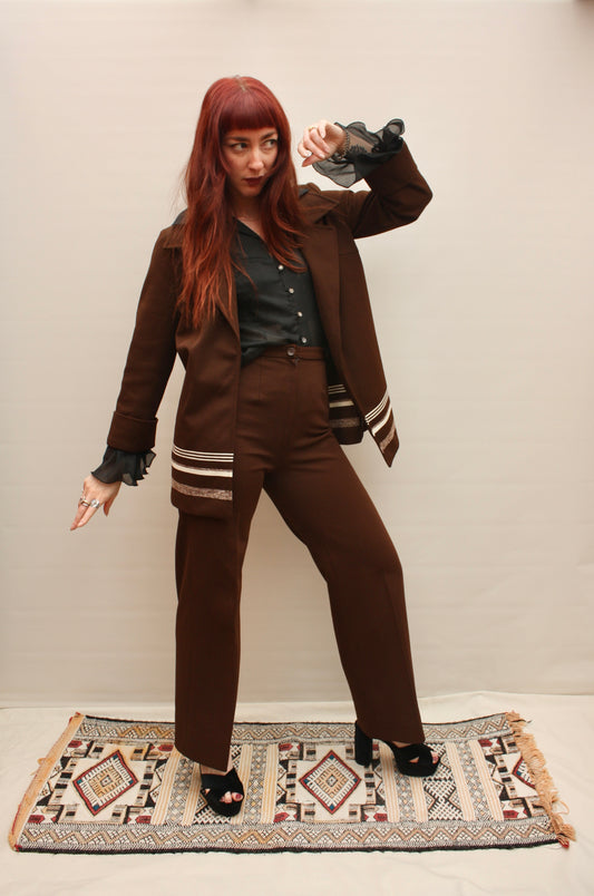 1970s Flared Chocolate Suit