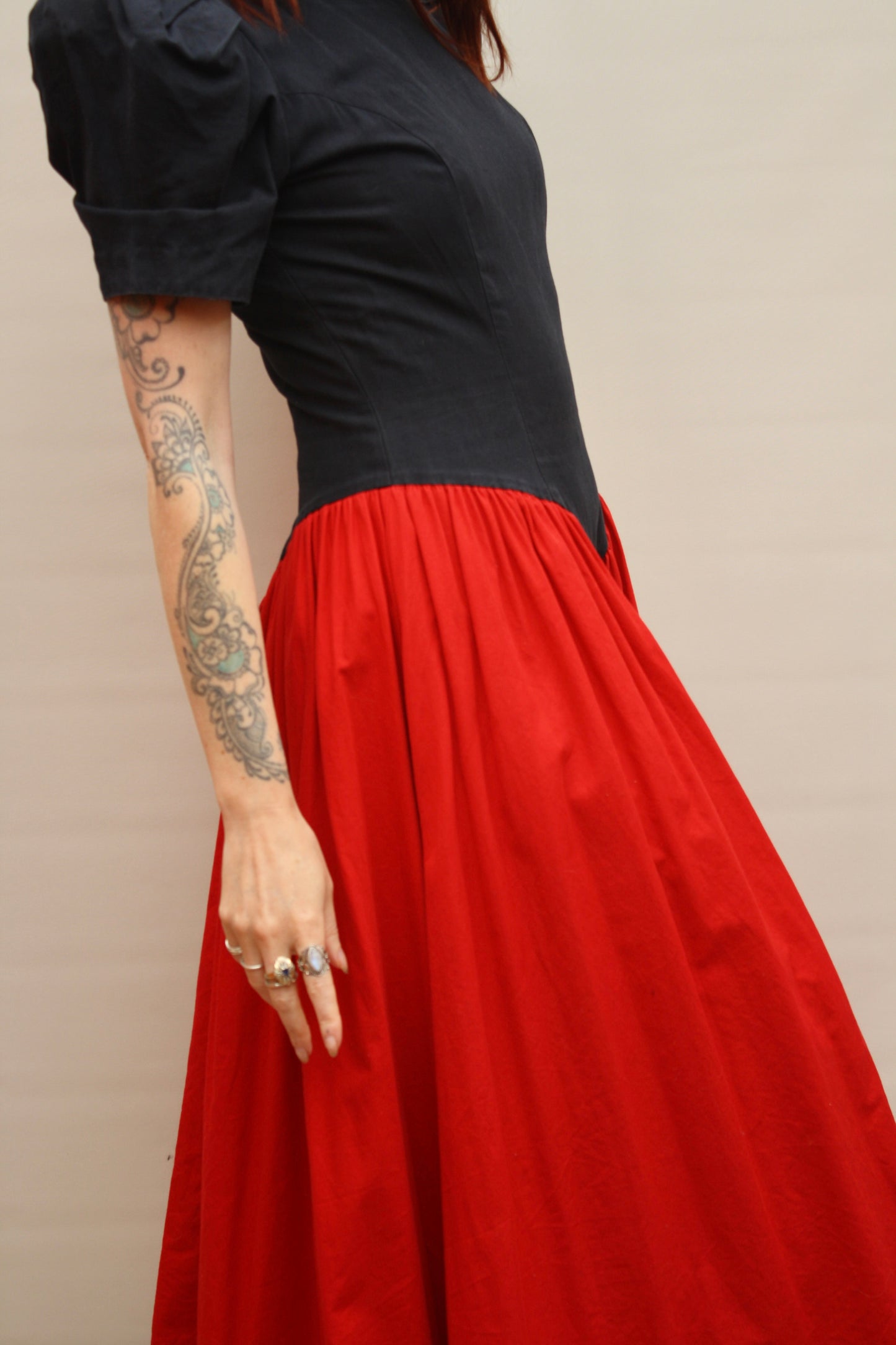 Vintage 80s Drop Waist Cotton Dress