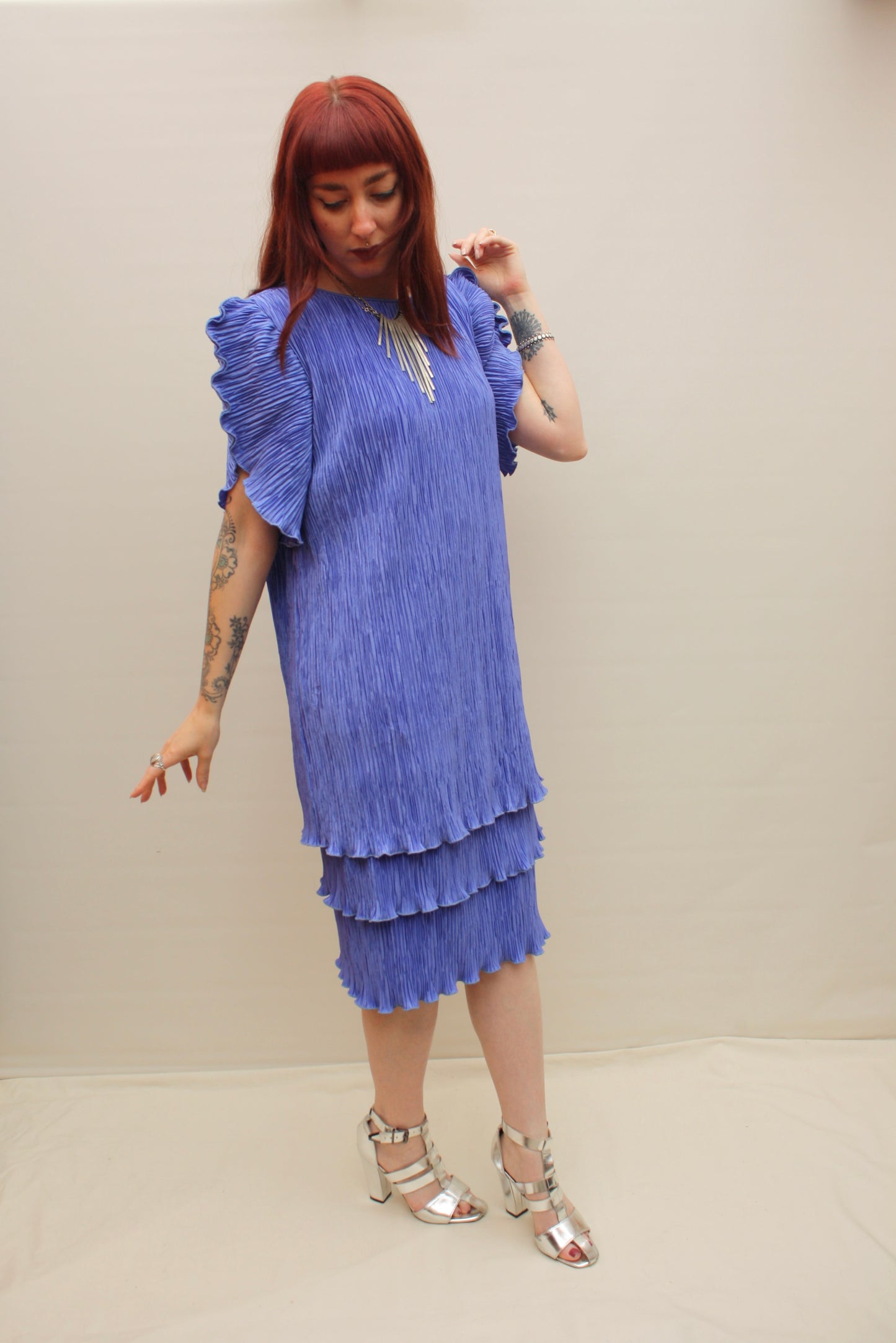 Vintage 80s Crinkle Cocktail Dress