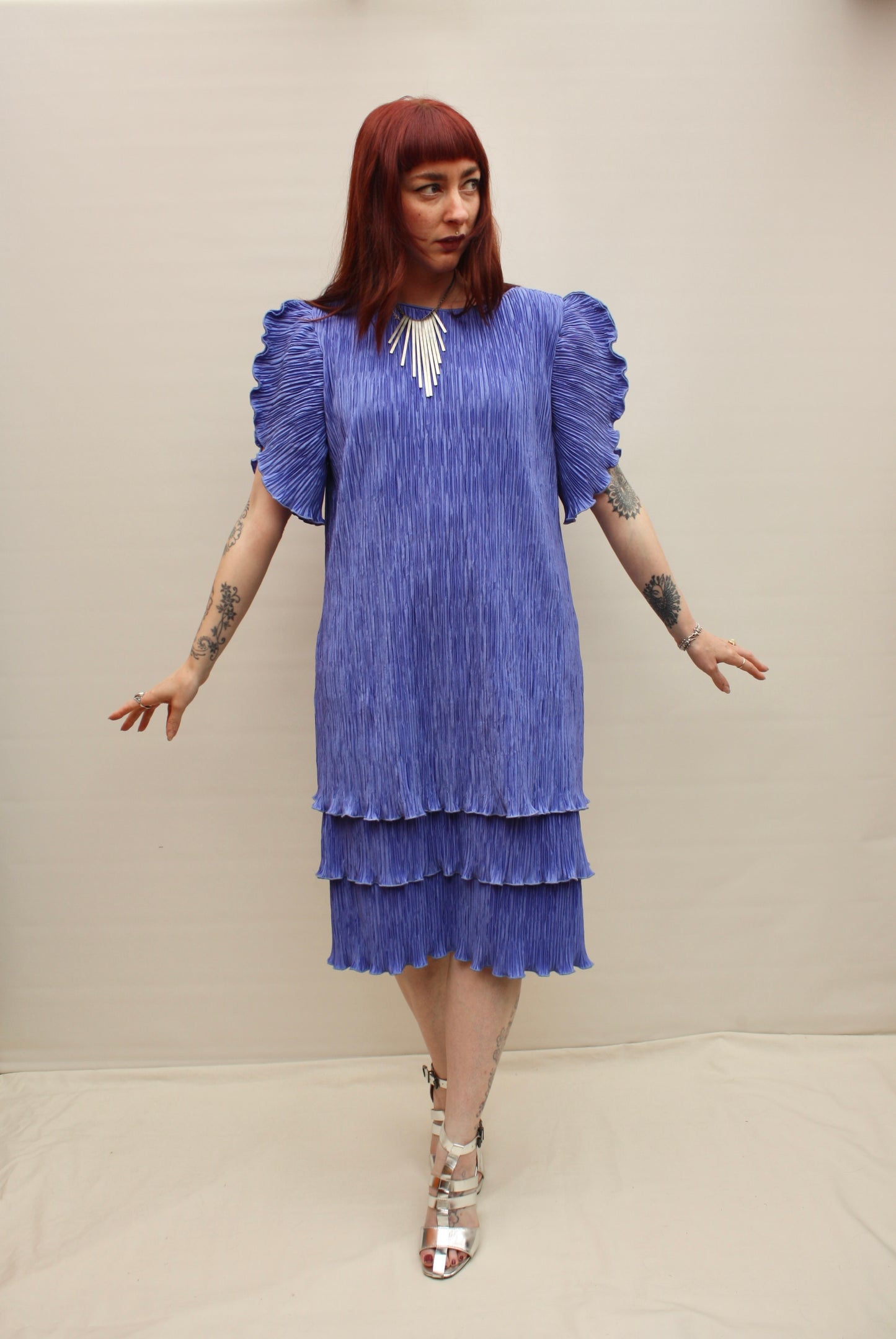 Vintage 80s Crinkle Cocktail Dress