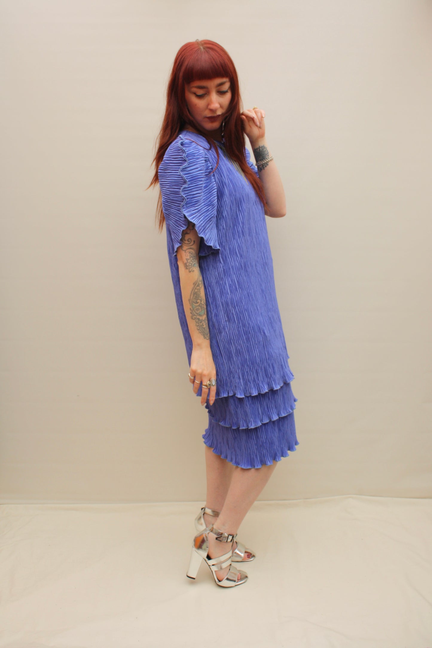 Vintage 80s Crinkle Cocktail Dress