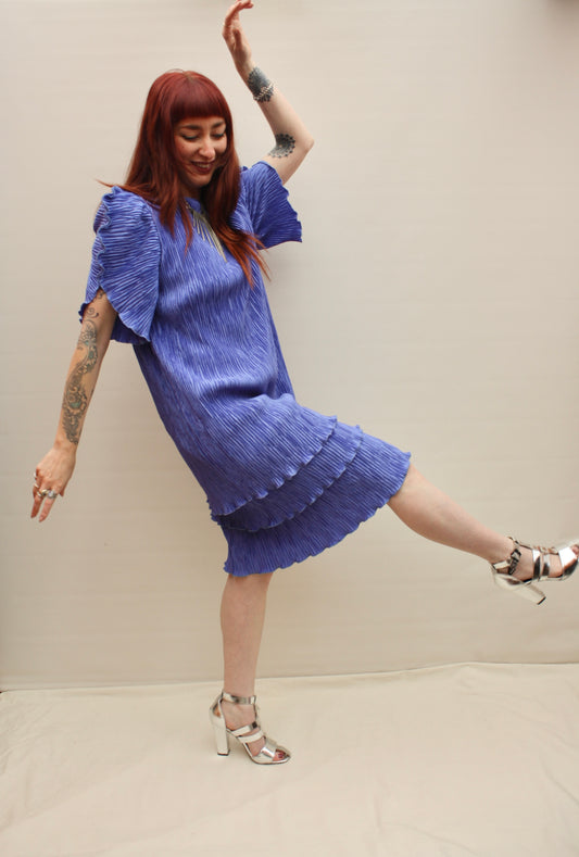 Vintage 80s Crinkle Cocktail Dress
