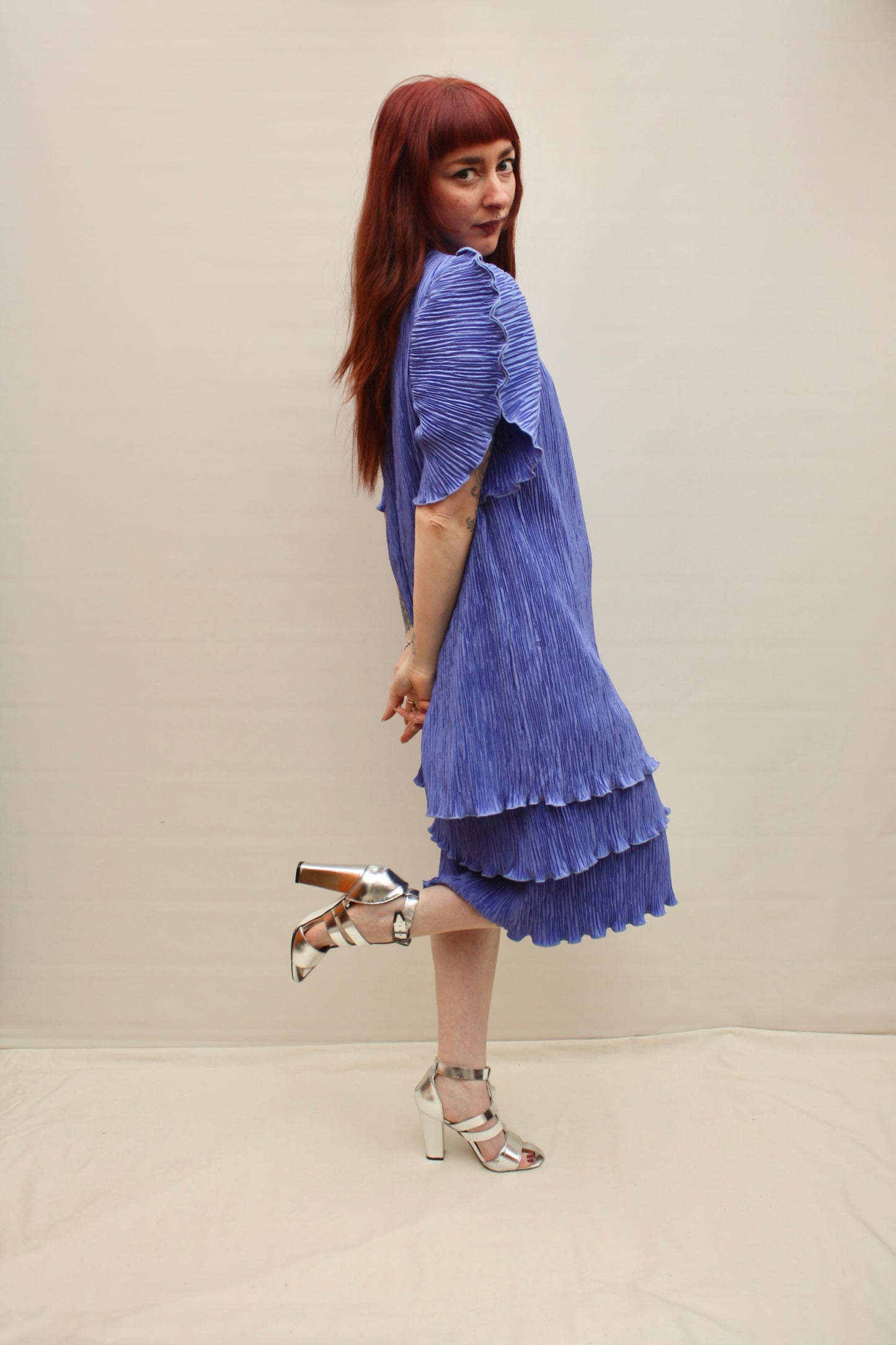 Vintage 80s Crinkle Cocktail Dress