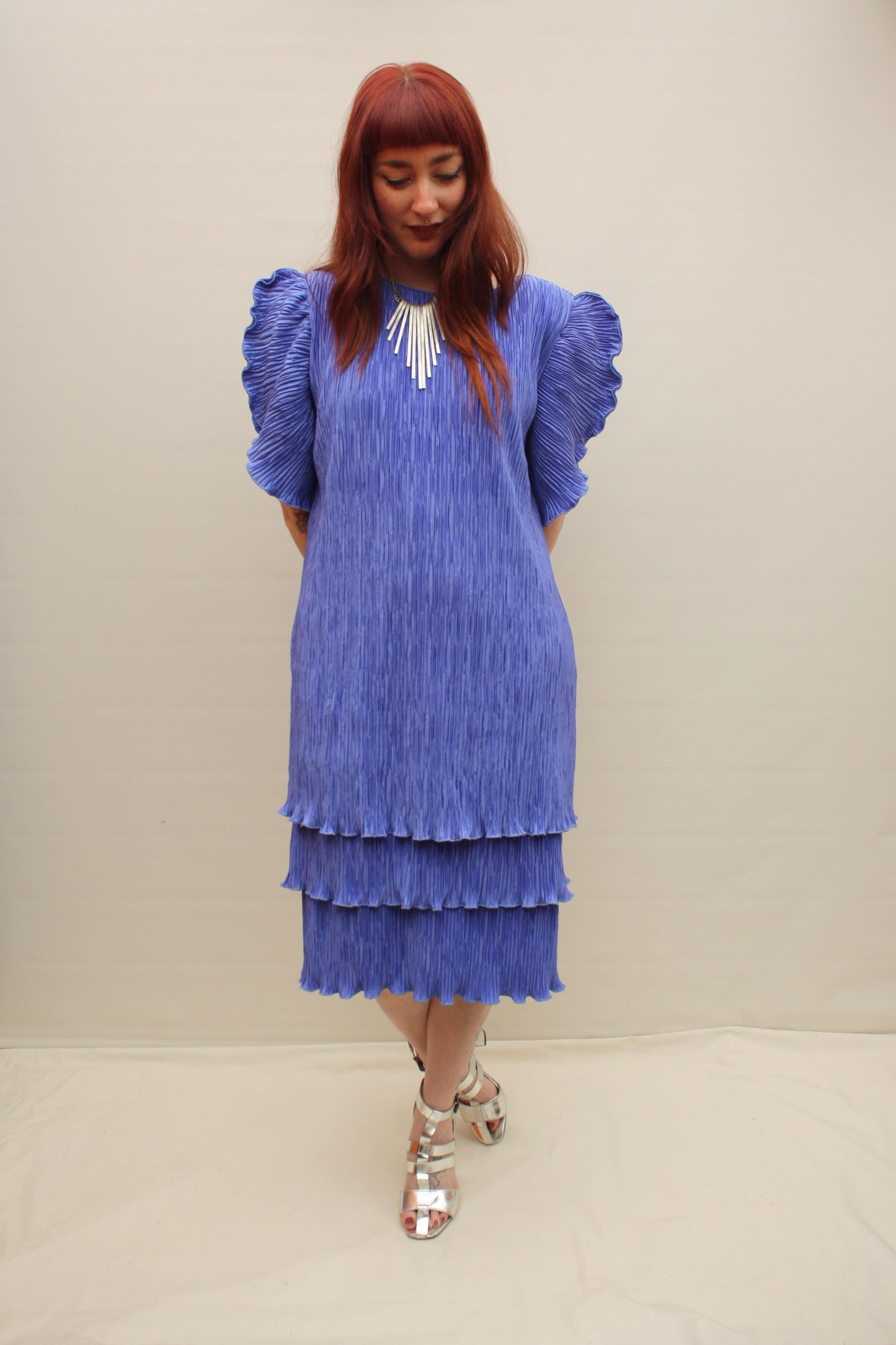 Vintage 80s Crinkle Cocktail Dress
