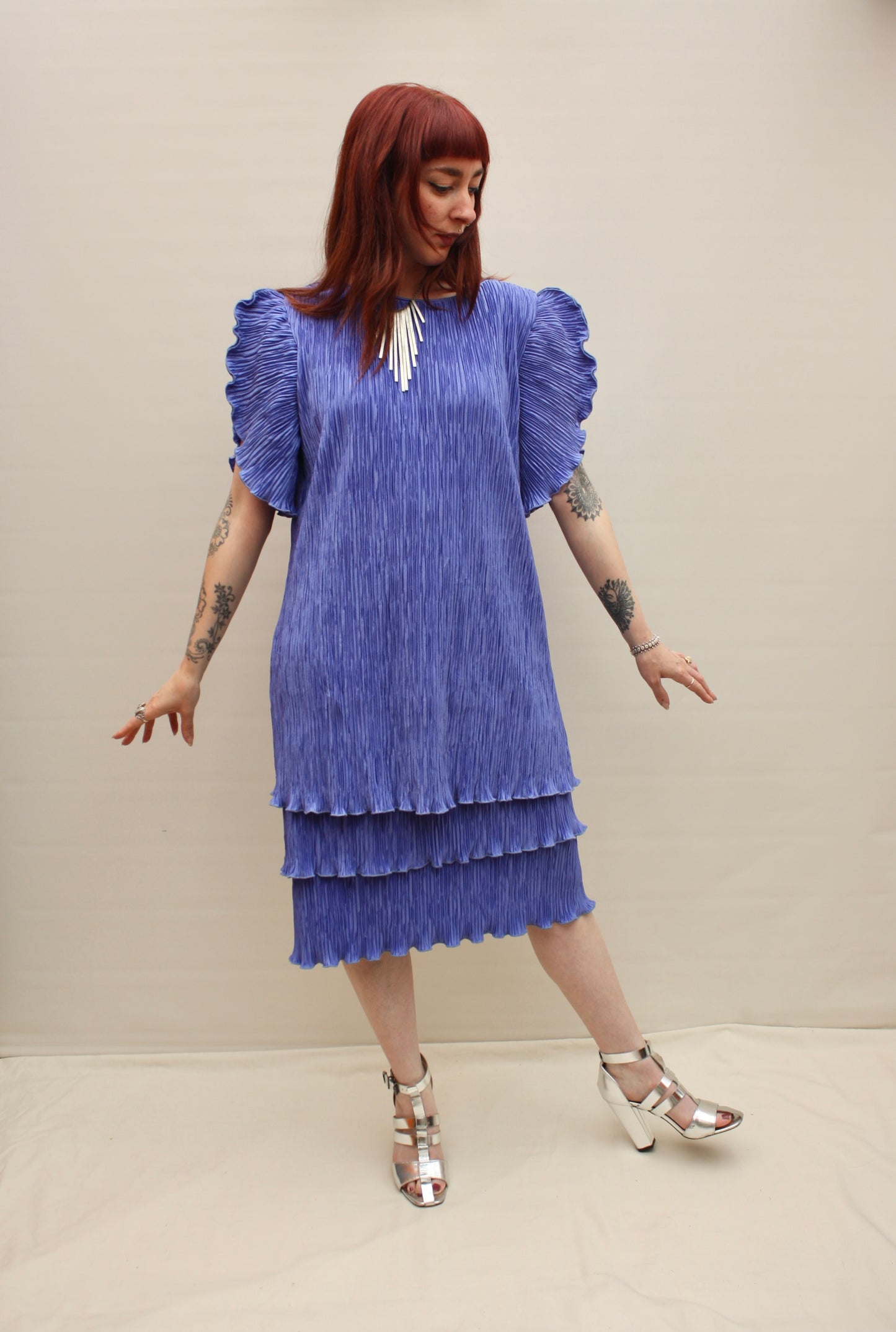 Vintage 80s Crinkle Cocktail Dress