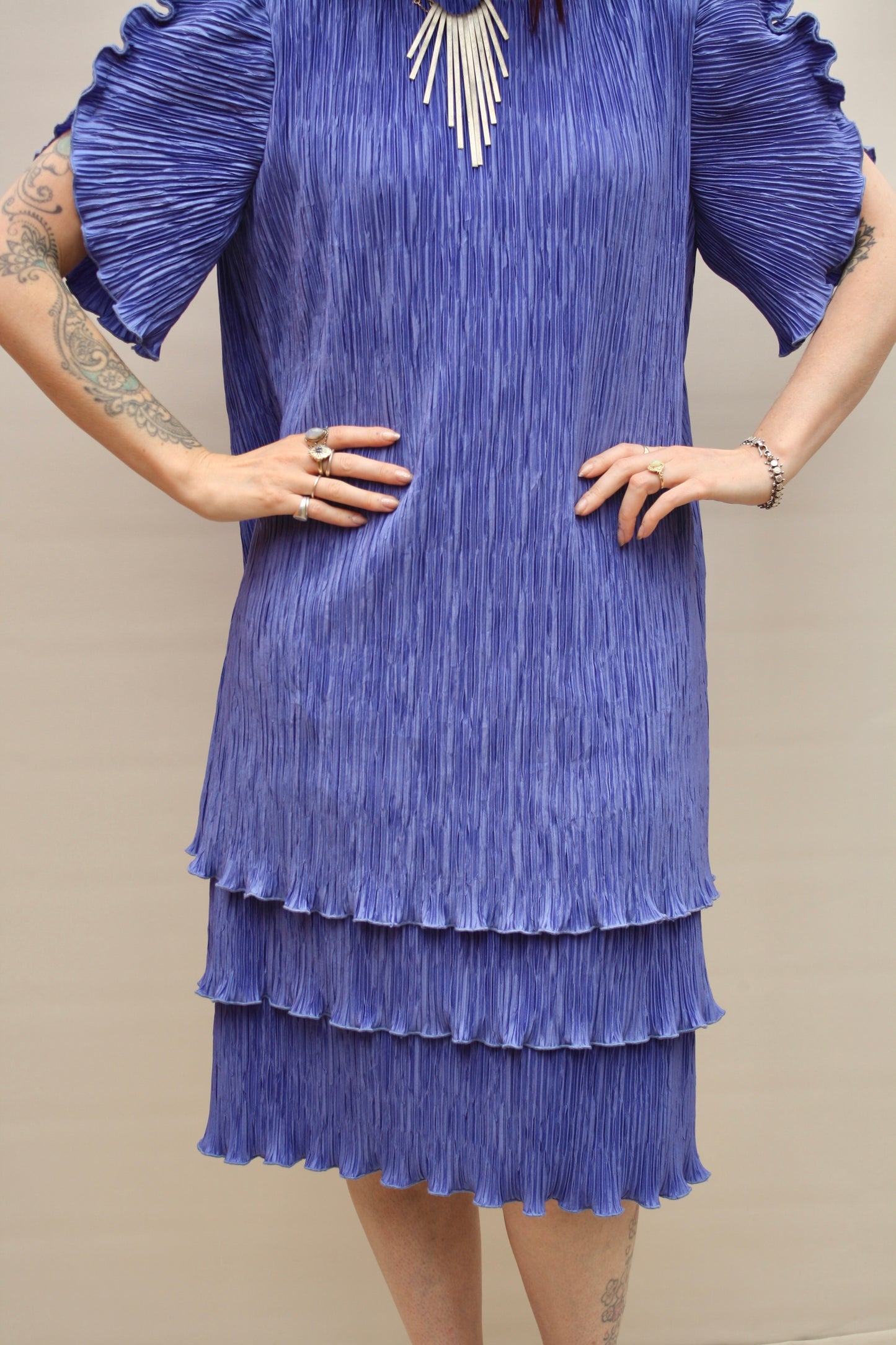 Vintage 80s Crinkle Cocktail Dress