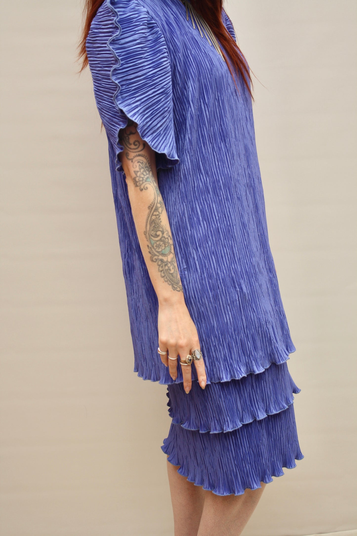 Vintage 80s Crinkle Cocktail Dress