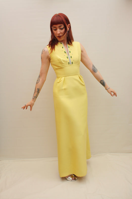 Vintage 60s Lemon Cocktail Dress