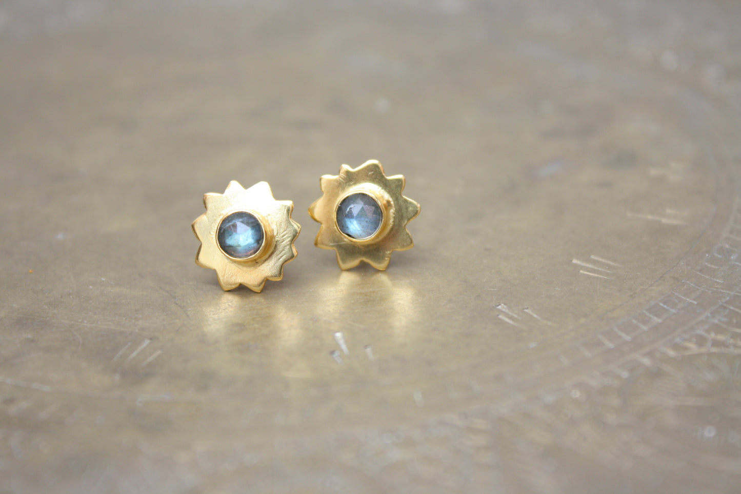 Gold Sun Stud Earrings