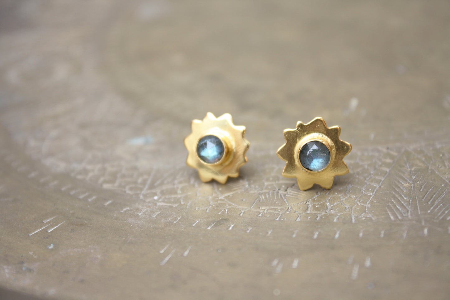 Gold Sun Stud Earrings