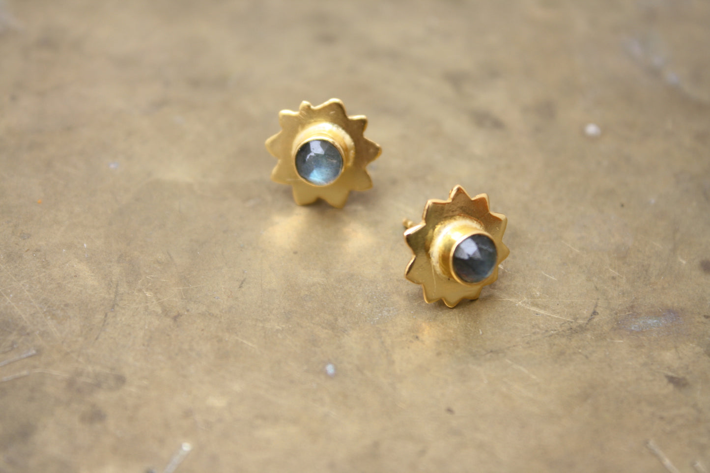 Gold Sun Stud Earrings