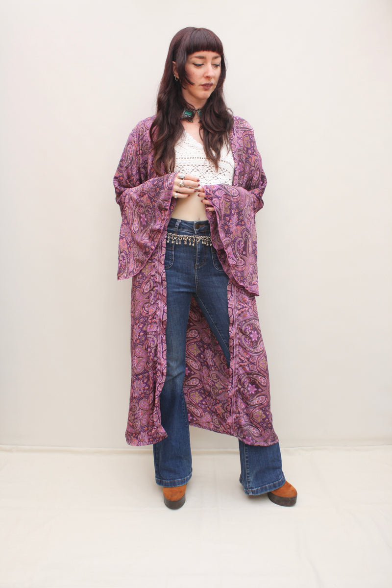 Silk Flared Sleeve Kimono